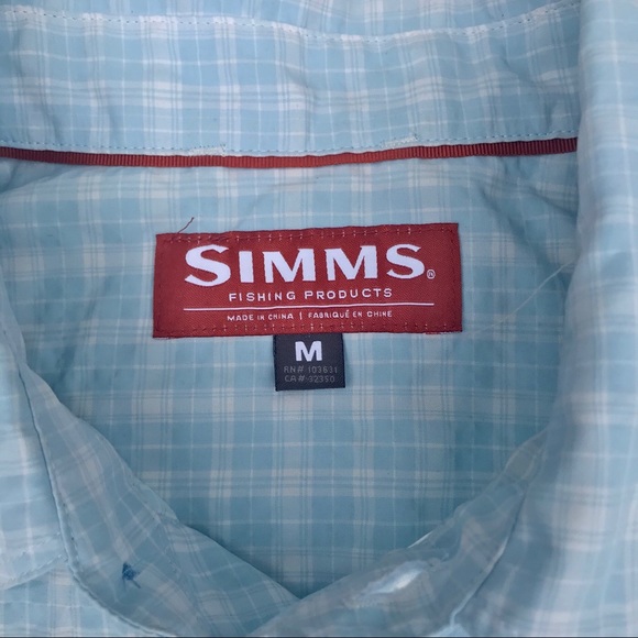 Simms Fishing Shirt Button Down M Lightweight Blue - Picture 3 of 6